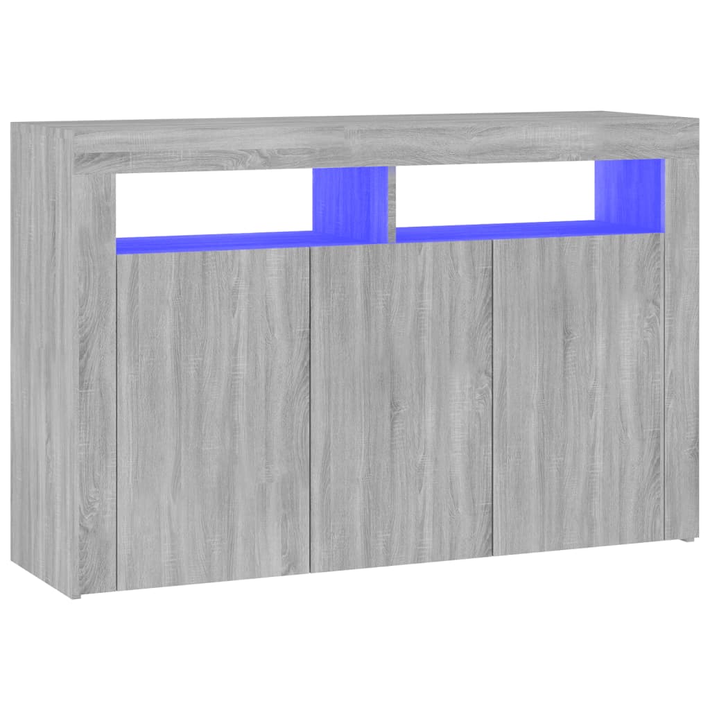 vidaXL Sideboard mit LED-Beleuchtung Grau Sonoma 115,5x30x75 cm