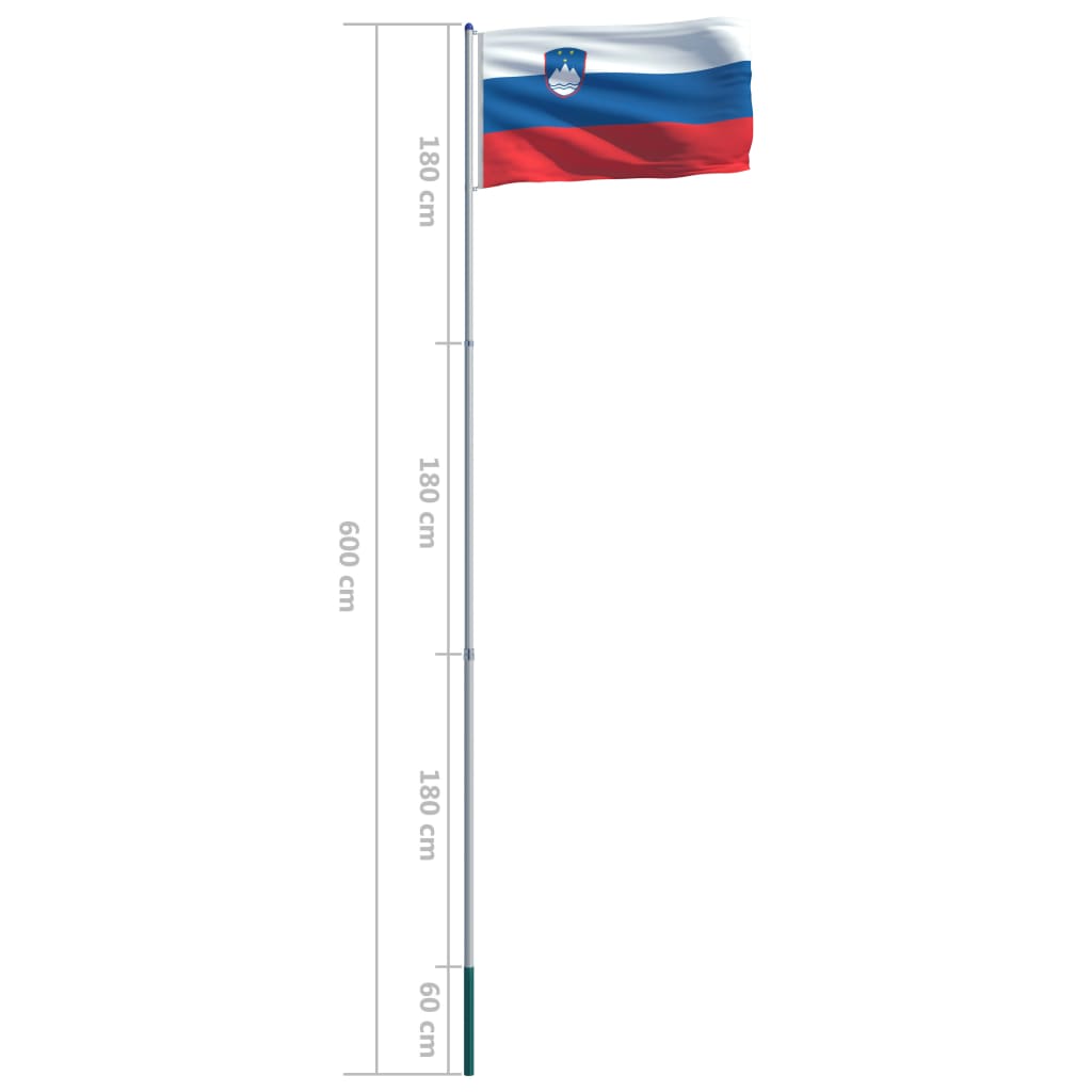 vidaXL Flagge Sloweniens und Mast Aluminium 6 m