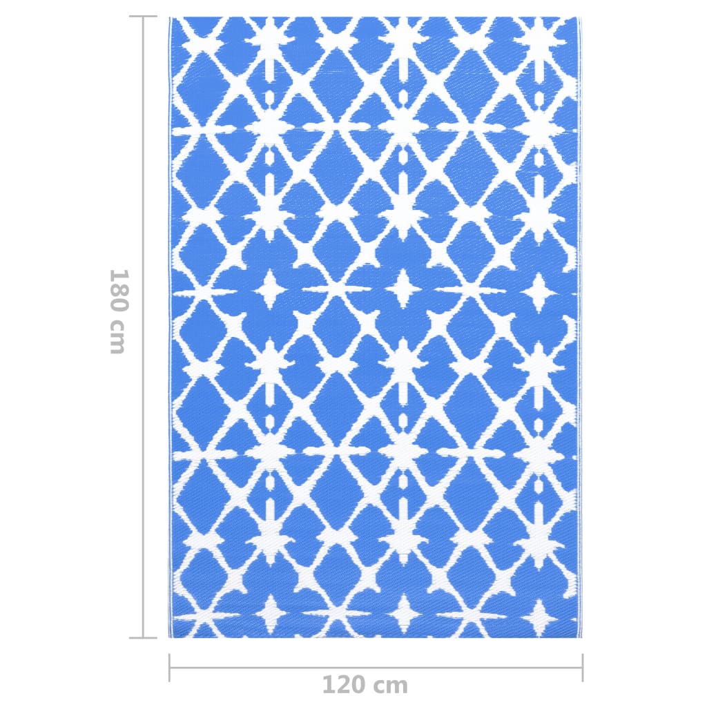 vidaXL Outdoor-Teppich Blau und Weiß 120x180 cm PP