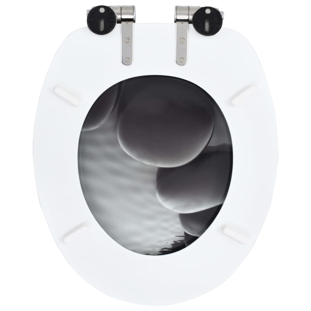 vidaXL Toilettensitze 2 Stk. mit Soft-Close-Deckel MDF Stein-Design