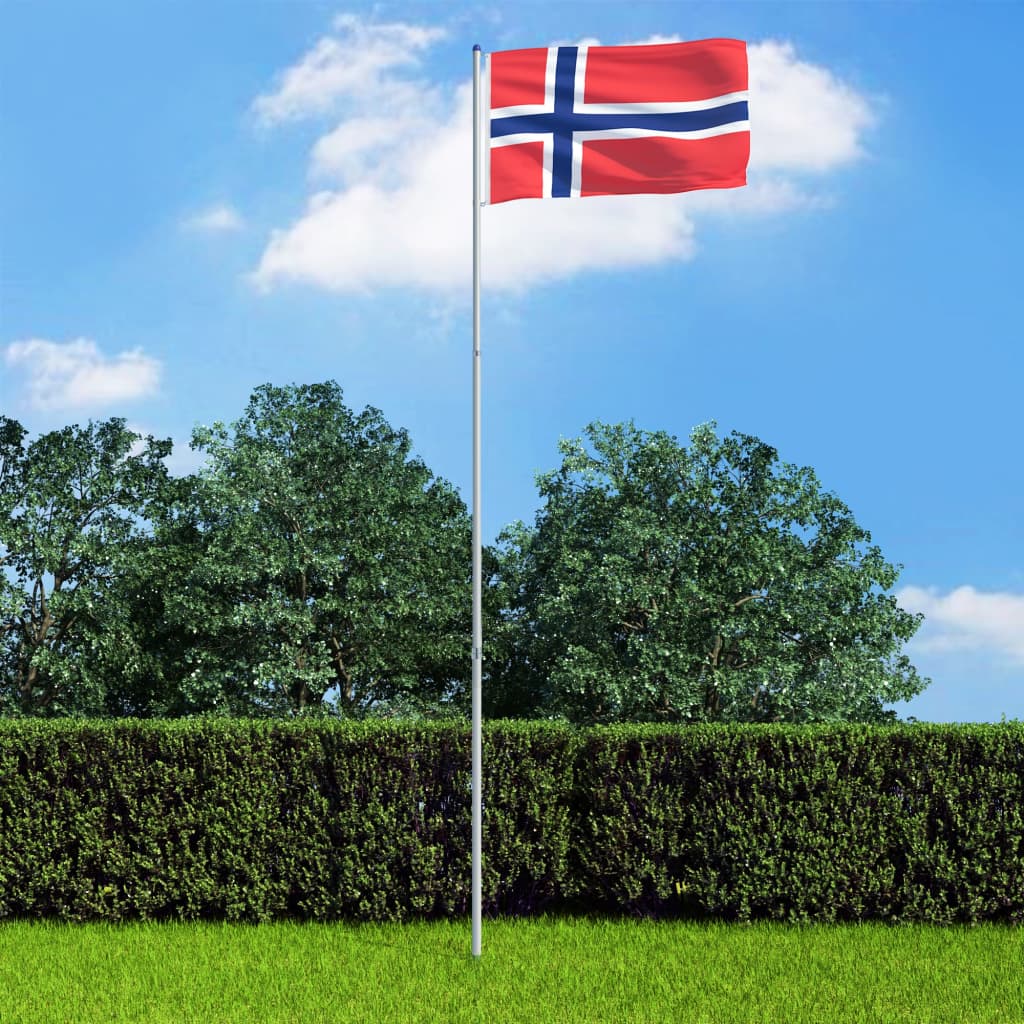 vidaXL Flagge Norwegens und Mast Aluminium 6 m