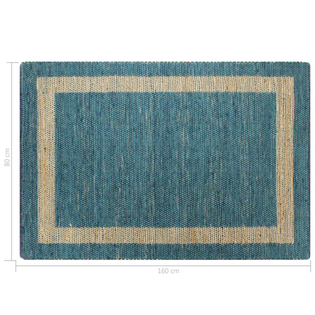 vidaXL Teppich Handgefertigt Jute Blau 80x160 cm