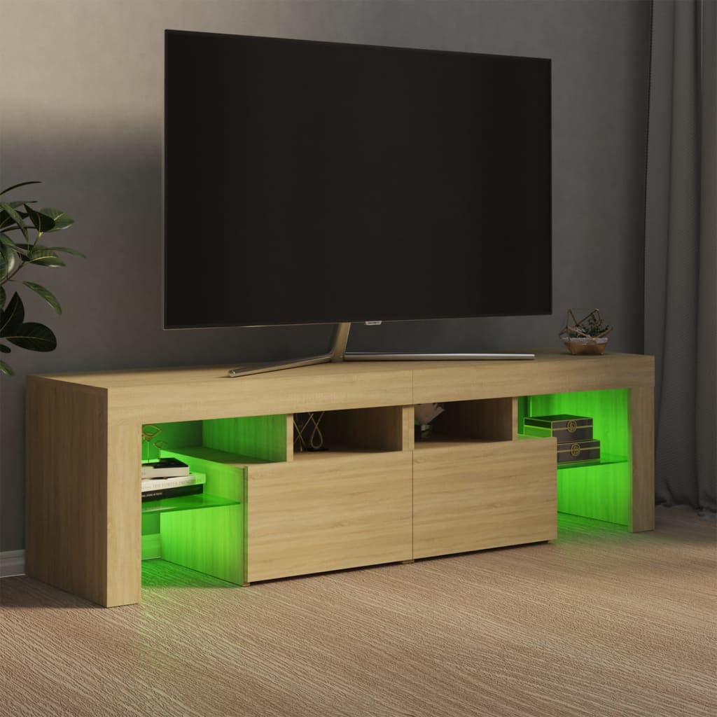 vidaXL TV-Schrank mit LED-Leuchten Sonoma-Eiche 140x35x40 cm
