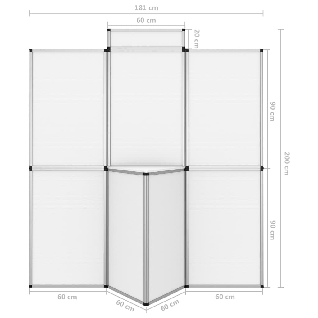 vidaXL 8-Panel Faltdisplay Messewand mit Tisch 181×200 cm Weiß