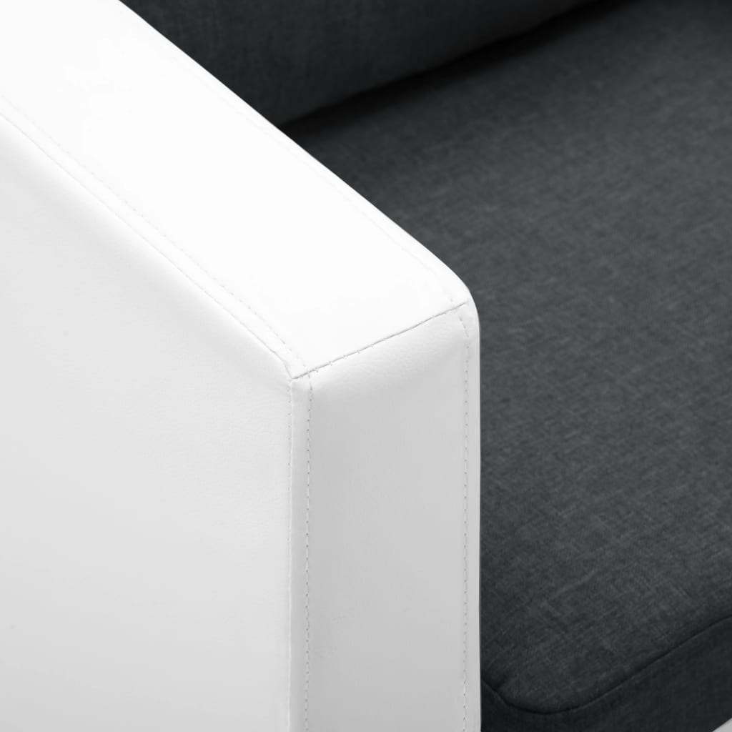 vidaXL 3-Sitzer-Sofa Kunstleder Weiß und Dunkelgrau