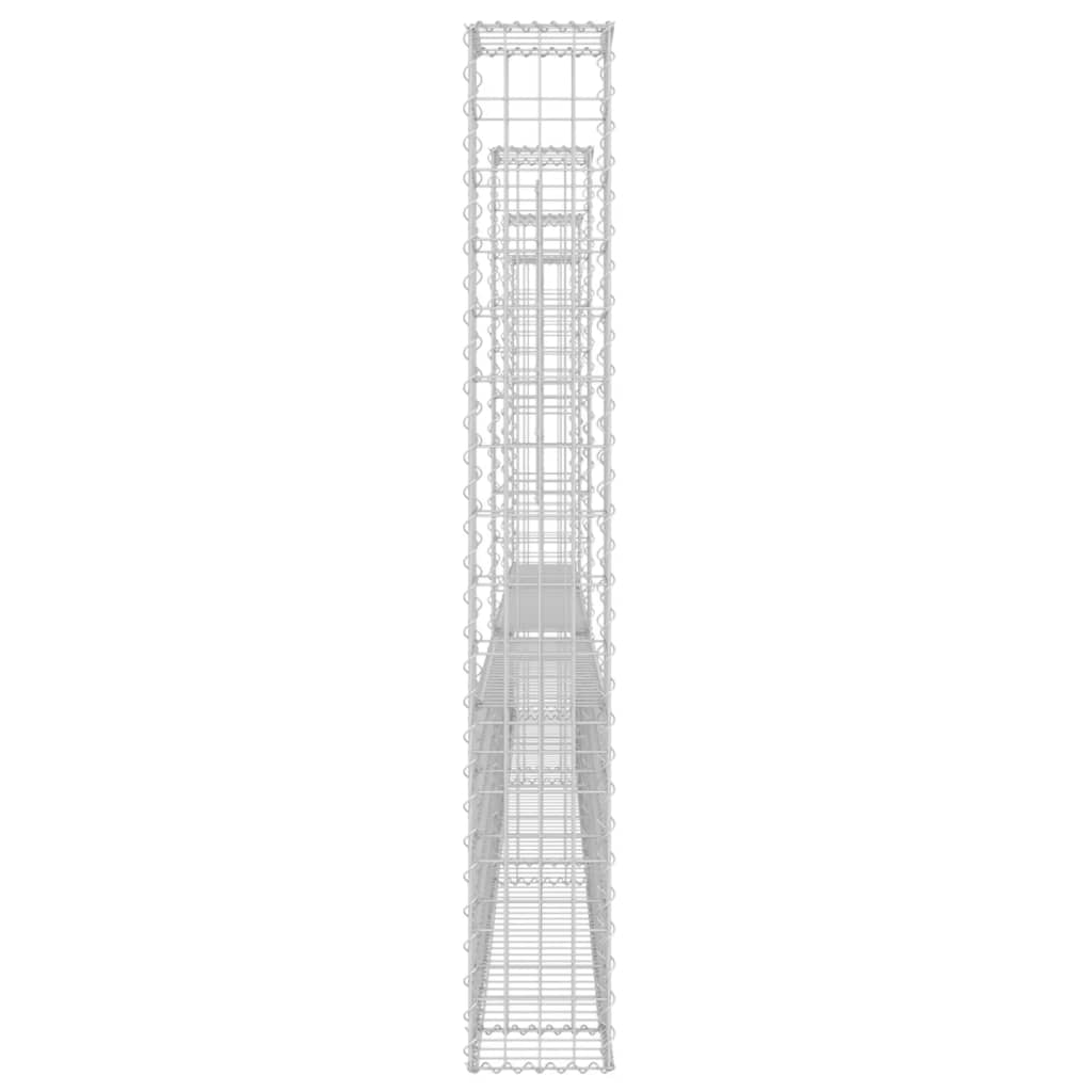 vidaXL Gabionenkorb U-Form mit 4 Säulen Eisen 380x20x150 cm