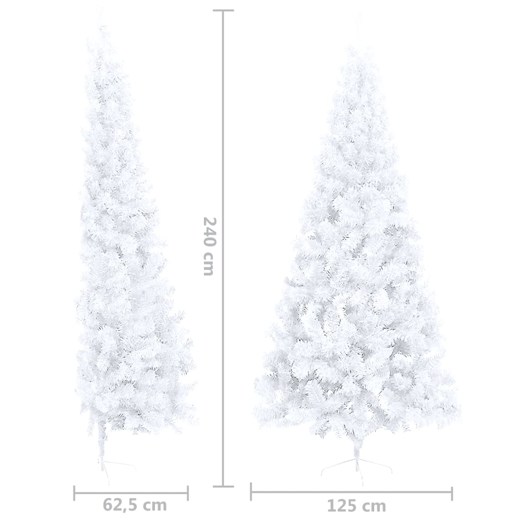 vidaXL Künstlicher Halber Weihnachtsbaum mit LEDs & Kugeln Weiß 240cm