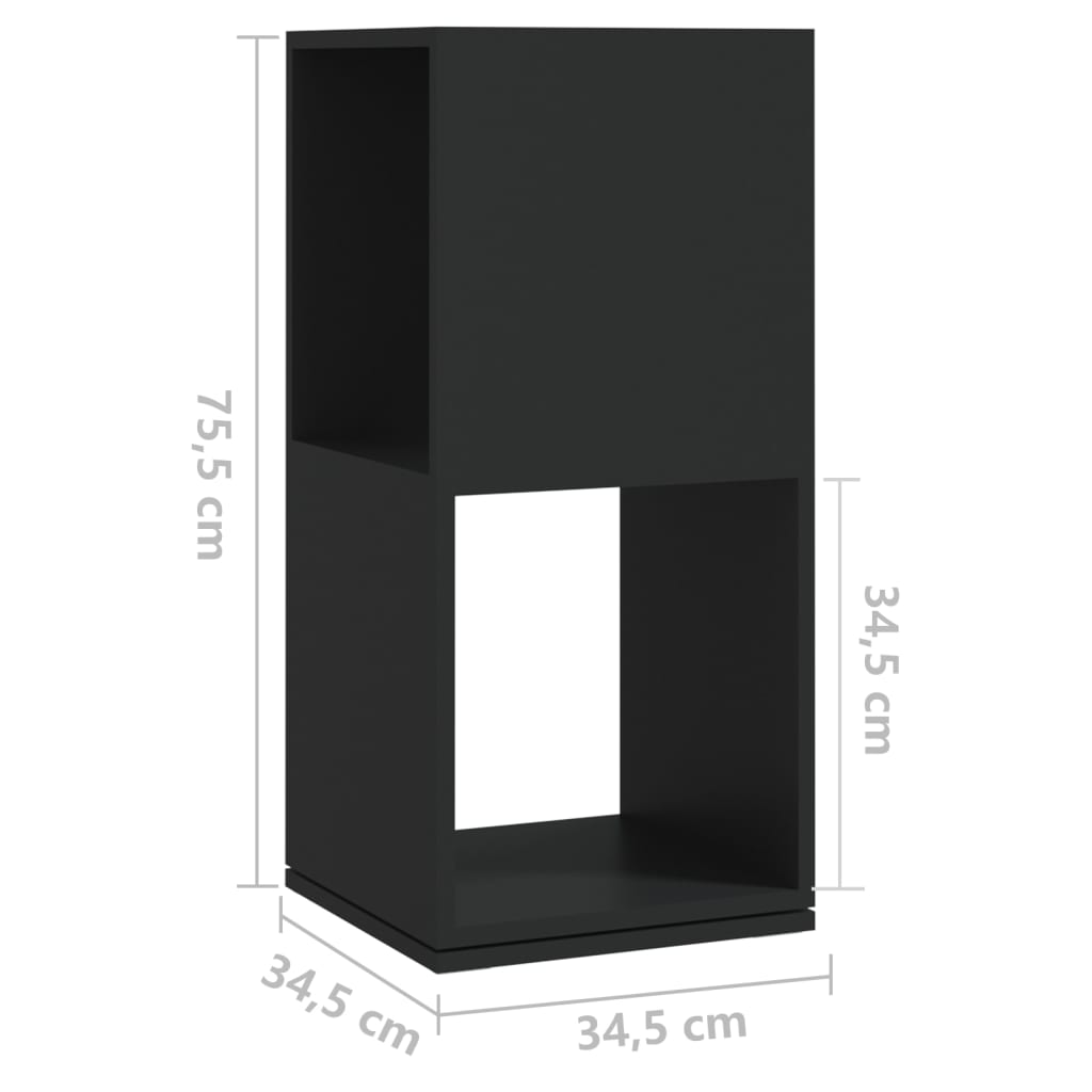 vidaXL Drehregal Schwarz 34,5x34,5x75,5 cm Holzwerkstoff