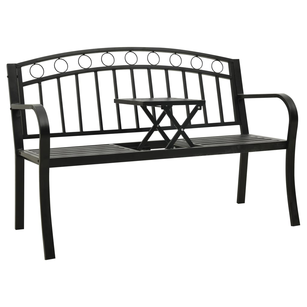 vidaXL Gartenbank mit Tisch Schwarz 120 cm Stahl