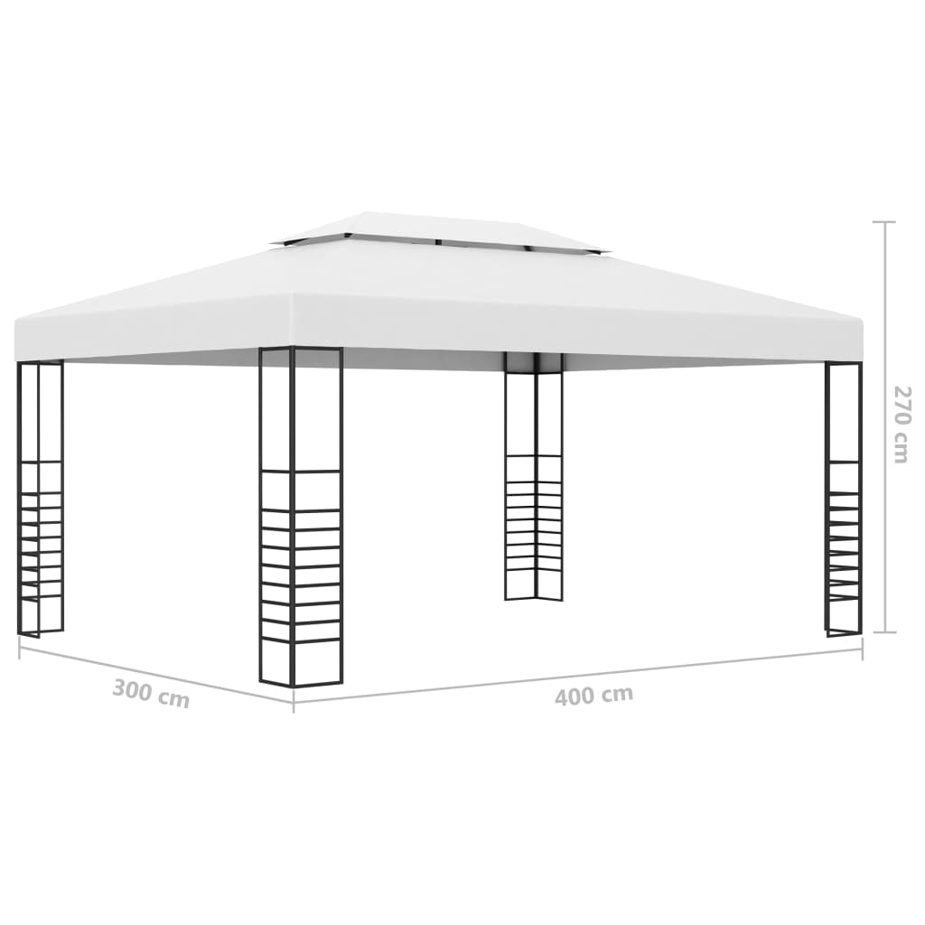 vidaXL Pavillon mit LED-Lichterkette 4x3x2,7 m Weiß