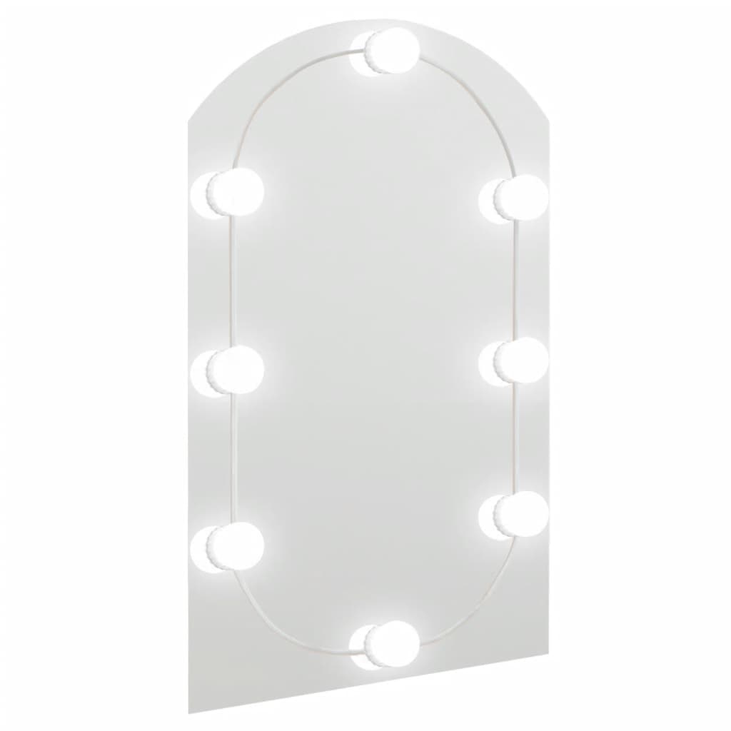 vidaXL Spiegel mit LED-Leuchten 60x40 cm Glas Bogenförmig