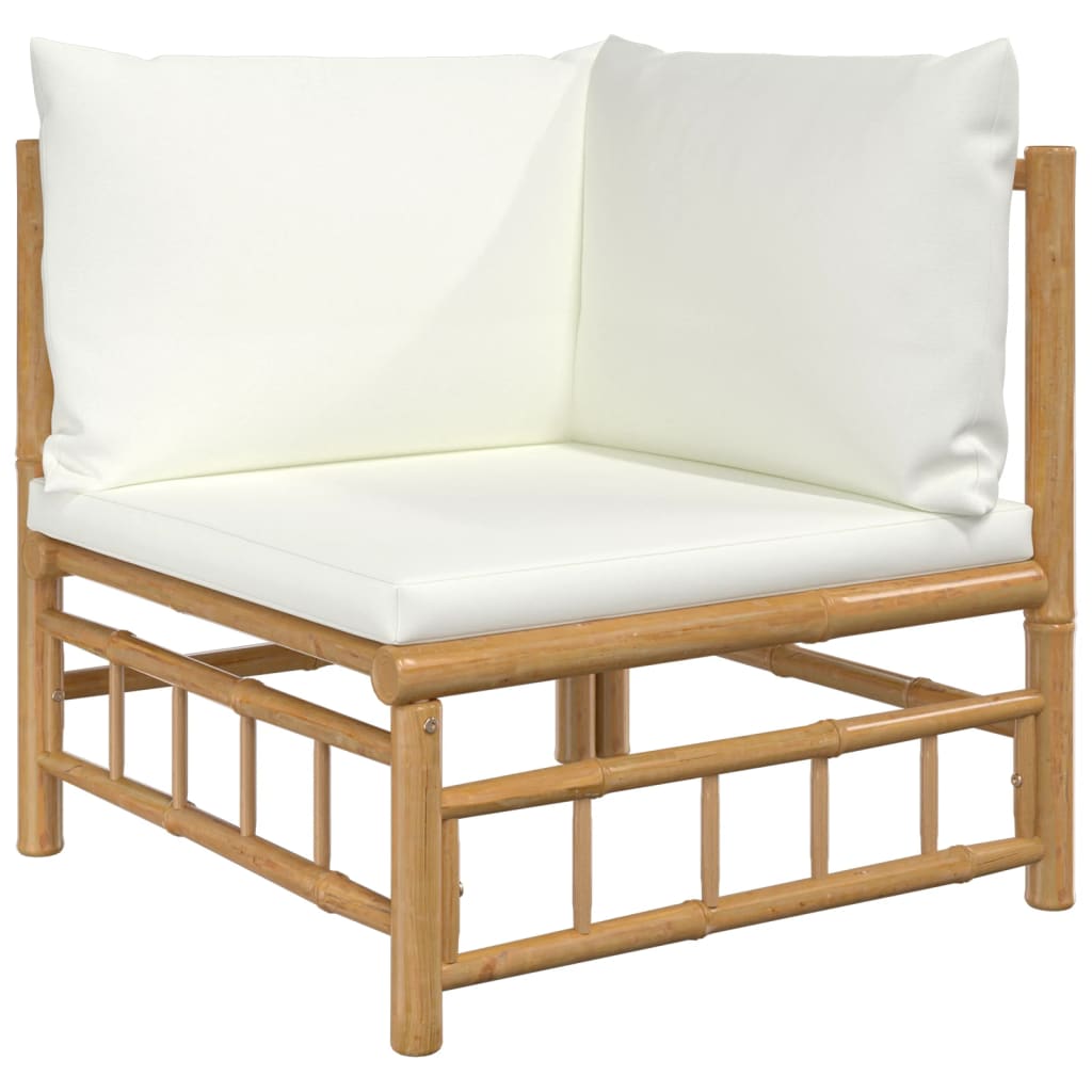 vidaXL 6-tlg. Garten-Lounge-Set mit Cremeweißen Kissen Bambus
