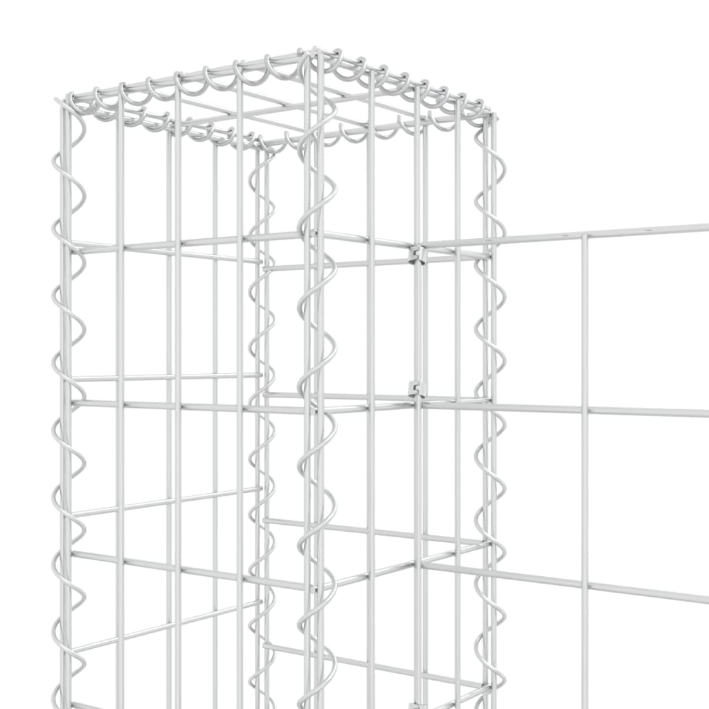 vidaXL Gabionenkorb U-Form mit 6 Säulen Eisen 620x20x100 cm