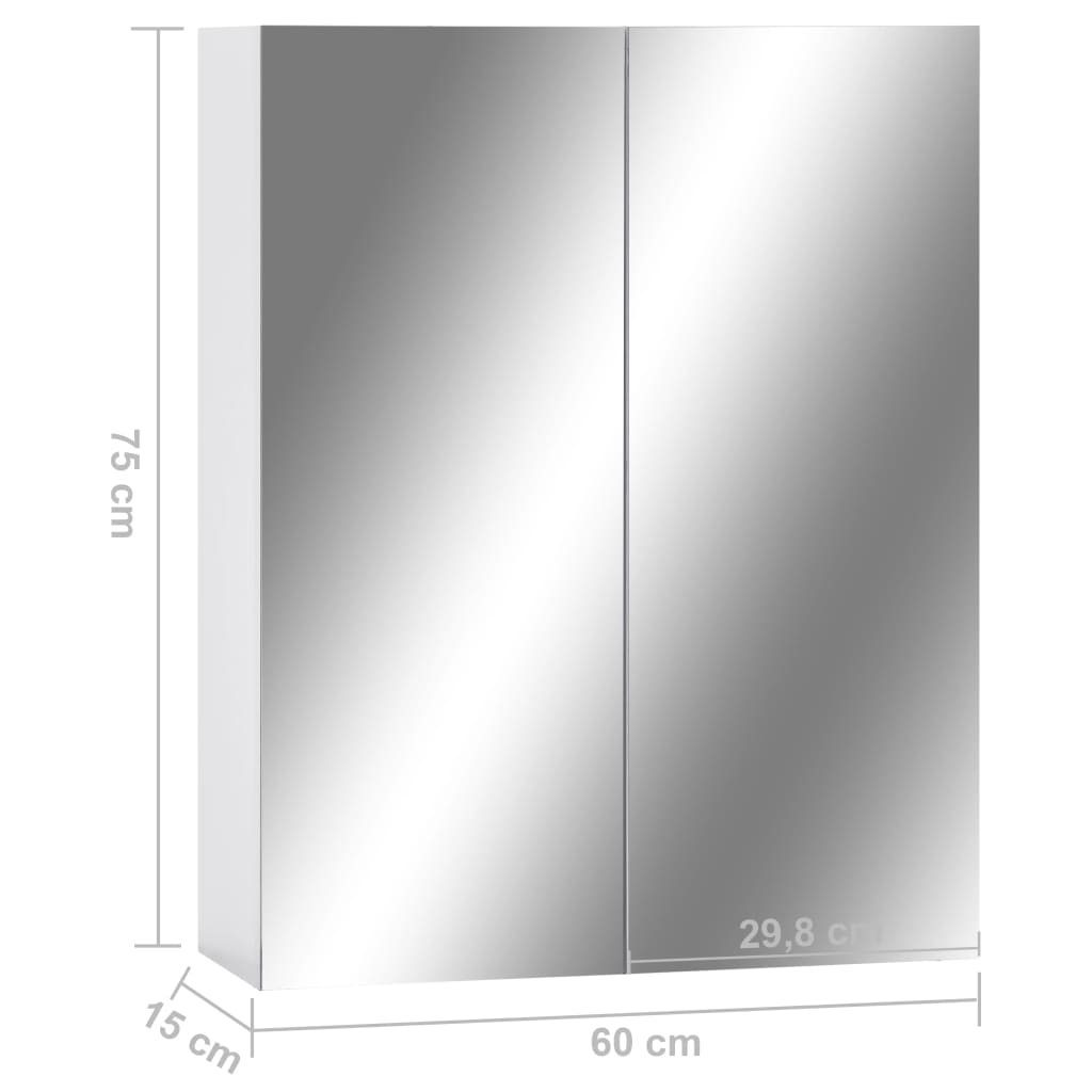 vidaXL Bad-Spiegelschrank Weiß 60x15x75 cm MDF