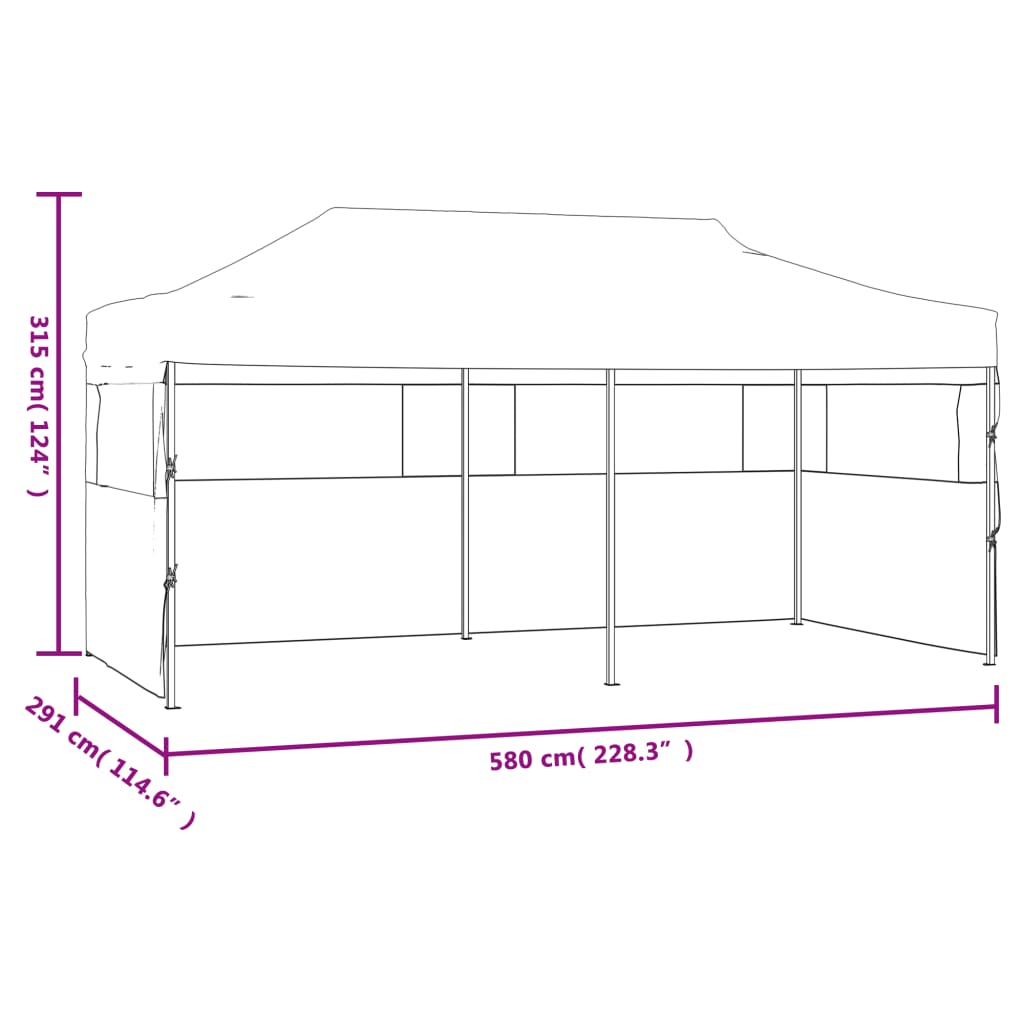 vidaXL Pop-Up Partyzelt mit Seitenwänden Faltbar 3 x 6 m Stahl Weiß