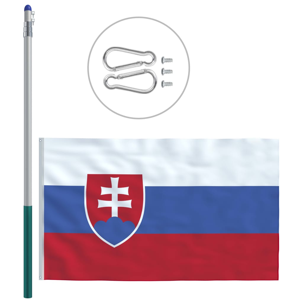 vidaXL Flagge der Slowakei und Mast Aluminium 6 m