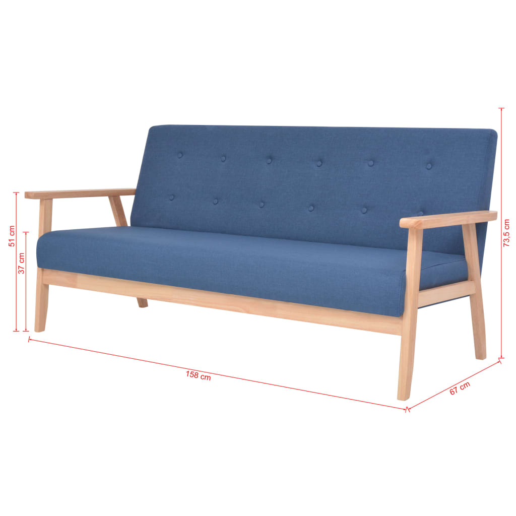 vidaXL 3-Sitzer-Sofa Stoff Blau