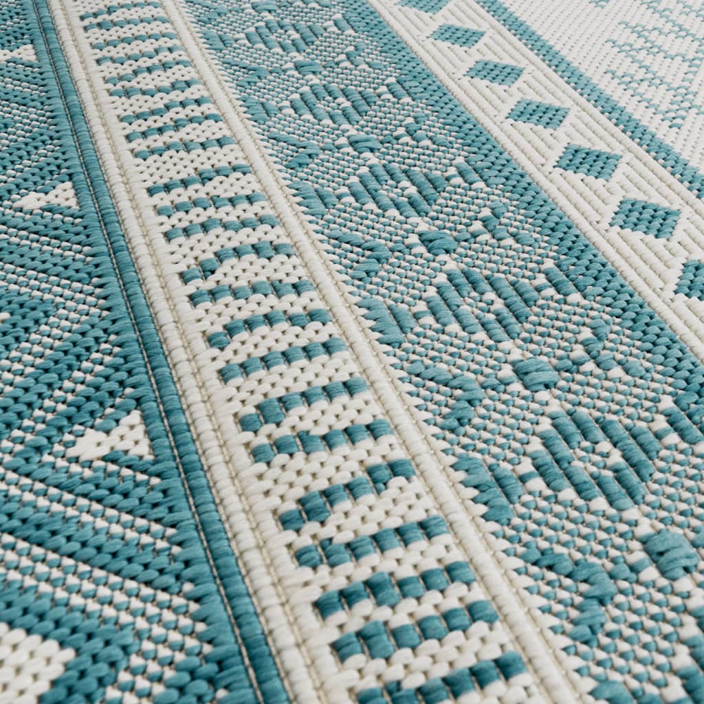 vidaXL Outdoor-Teppich Aquablau und Weiß 100x200 cm Beidseitig Nutzbar