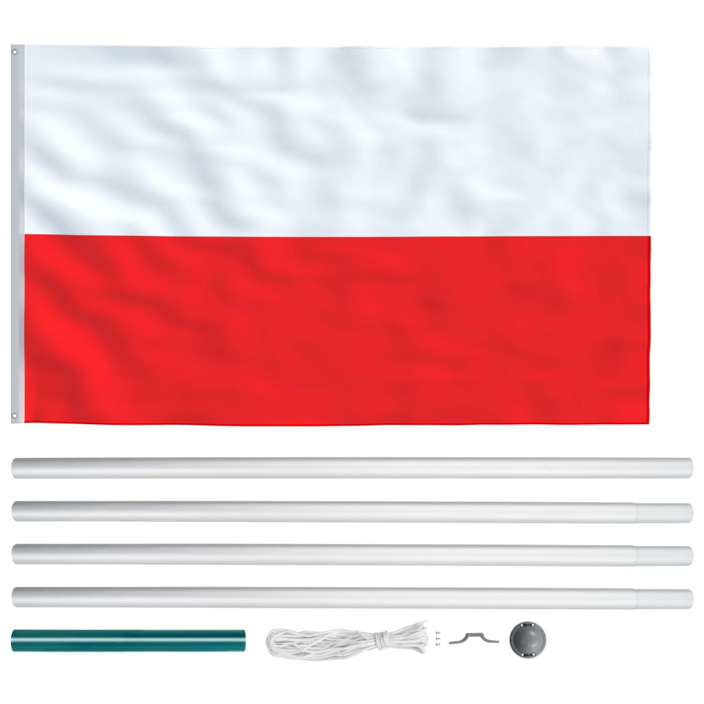 vidaXL Flagge Polens und Mast Aluminium 6,2 m