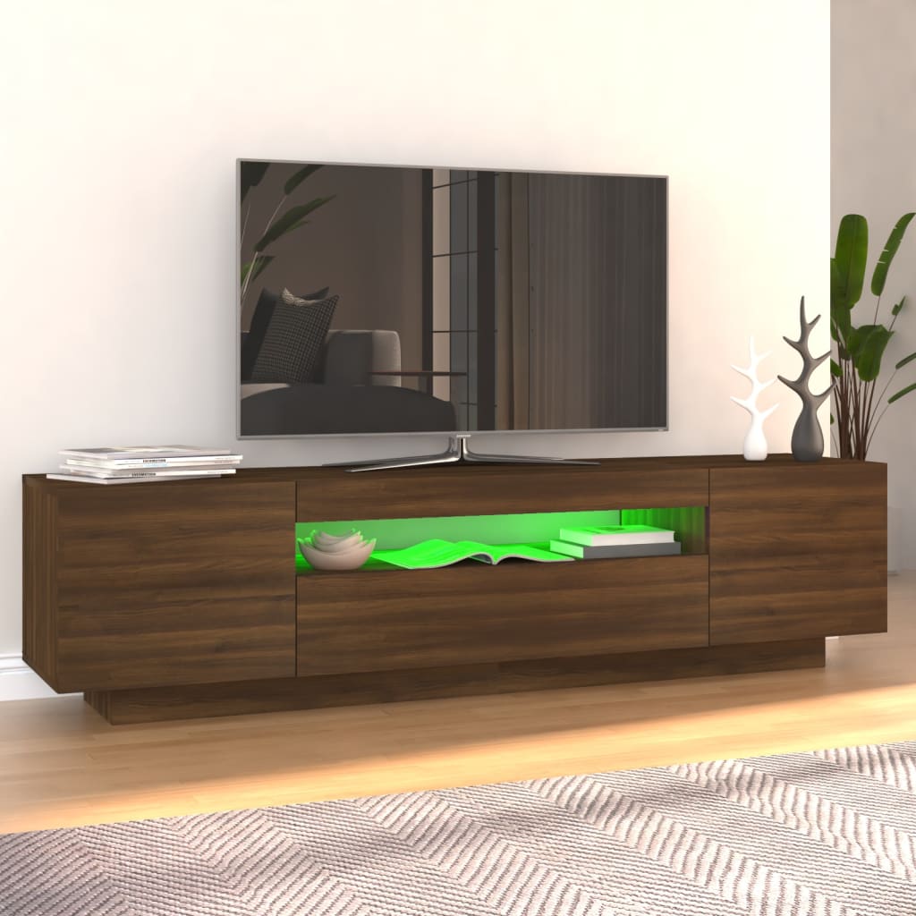 vidaXL TV-Schrank mit LED-Leuchten Braun Eichen-Optik 160x35x40 cm