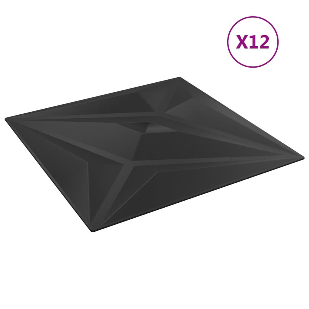 vidaXL Wandpaneele 12 Stk. Schwarz 50x50 cm XPS 3 m² Stern