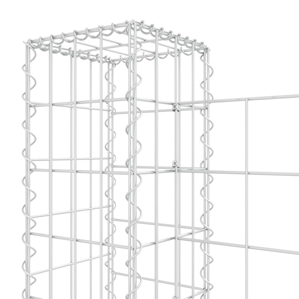 vidaXL Gabionenkorb U-Form mit 3 Säulen Eisen 260x20x100 cm