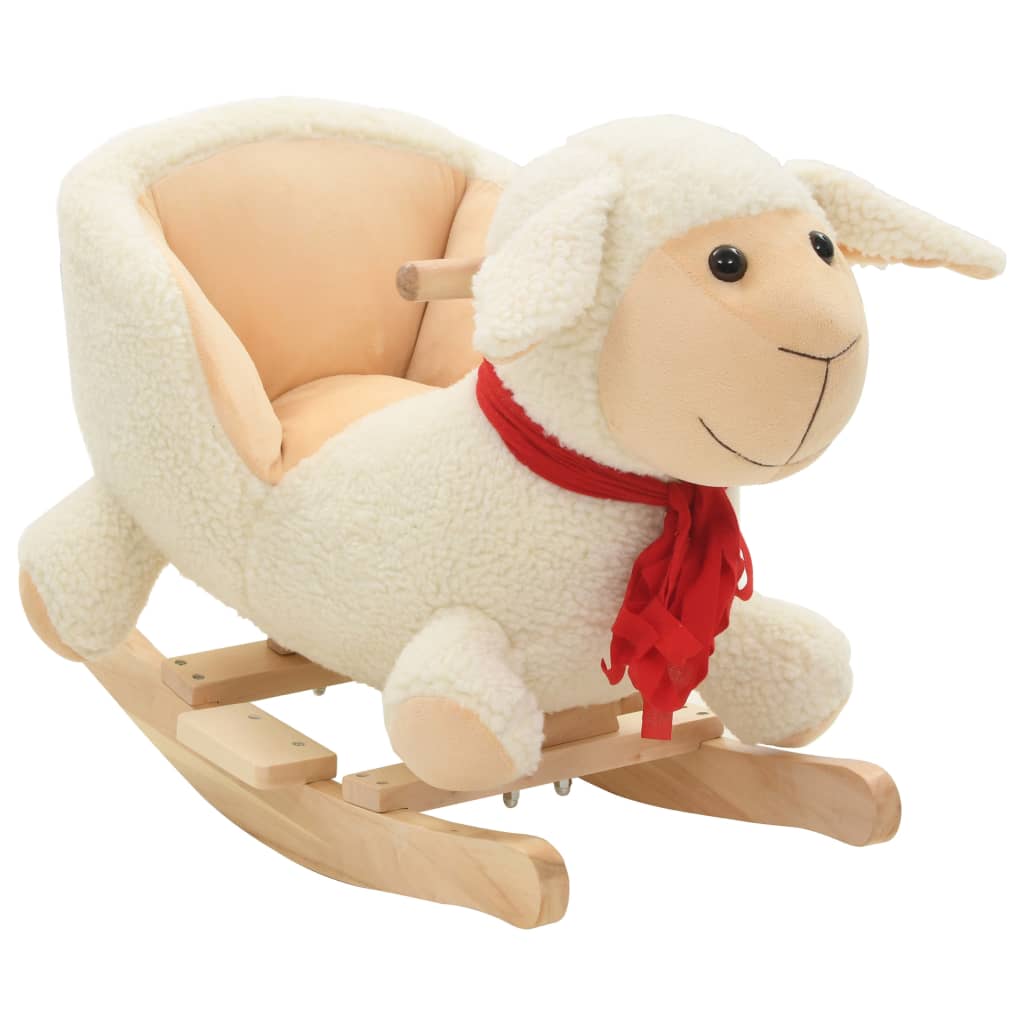 vidaXL Schaukeltier Schaf mit Rückenlehne Plüsch 60x32x50 cm Weiß