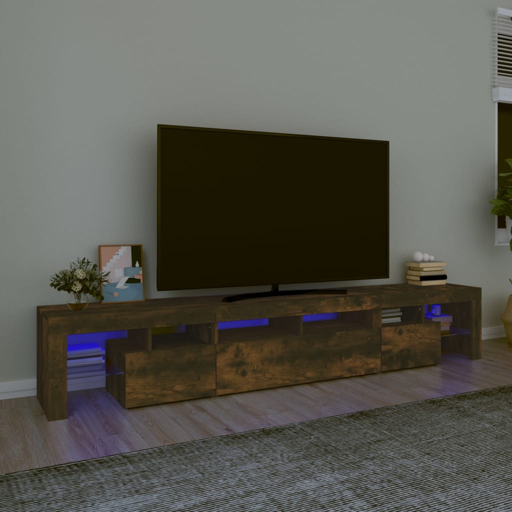 vidaXL TV-Schrank mit LED-Leuchten Räuchereiche 230x36,5x40 cm