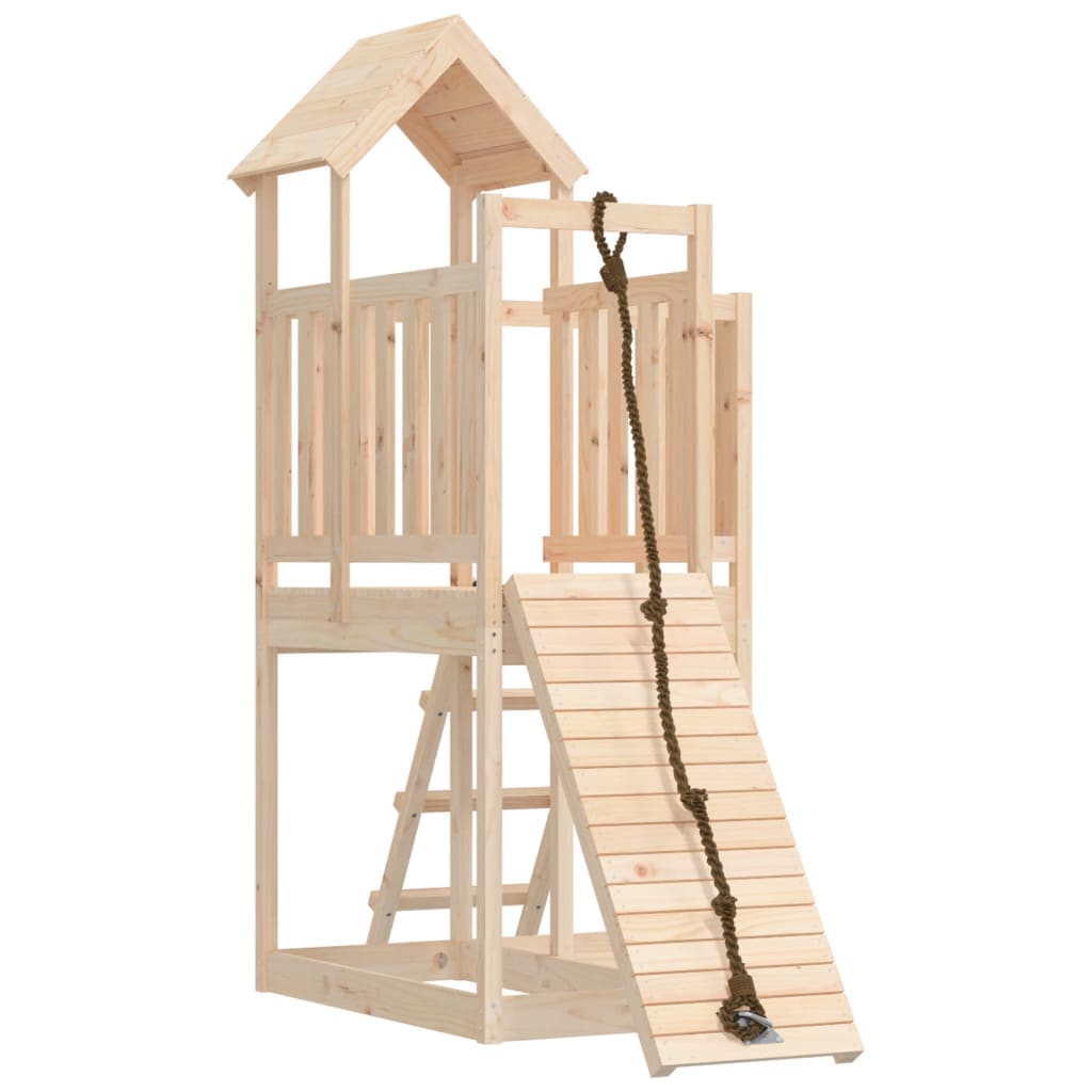 vidaXL Spielturm mit Kletterwand Massivholz Kiefer