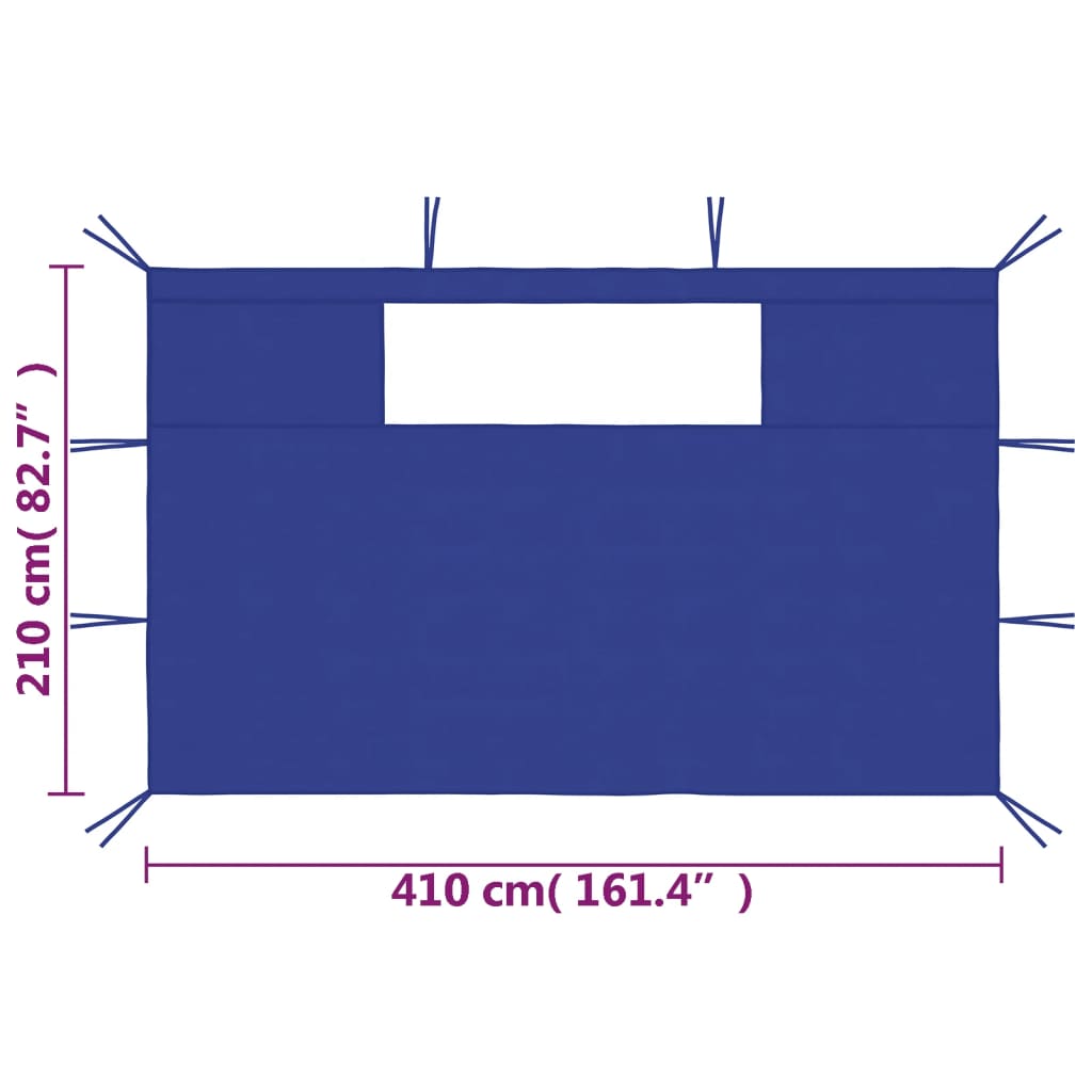 vidaXL Pavillon-Seitenwände mit Fenstern 2 Stk. Blau