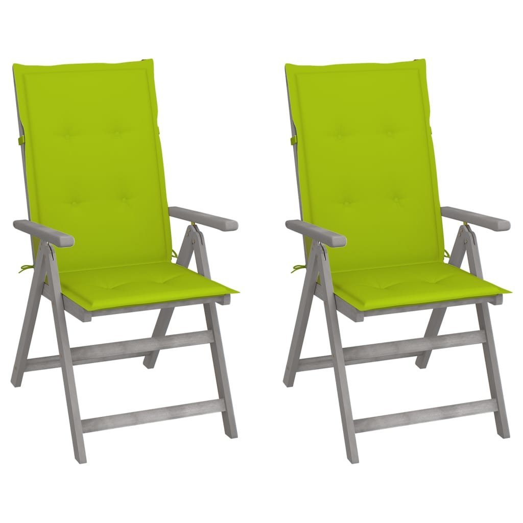 vidaXL Verstellbare Gartenstühle 2 Stk. mit Auflagen Massivholz Akazie