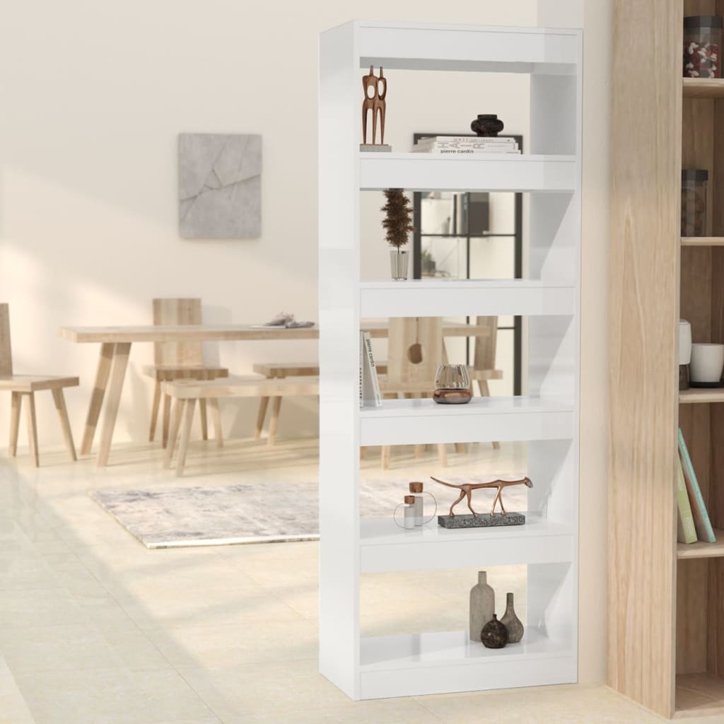 vidaXL Bücherregal/Raumteiler Hochglanz-Weiß 60x30x166cm Holzwerkstoff