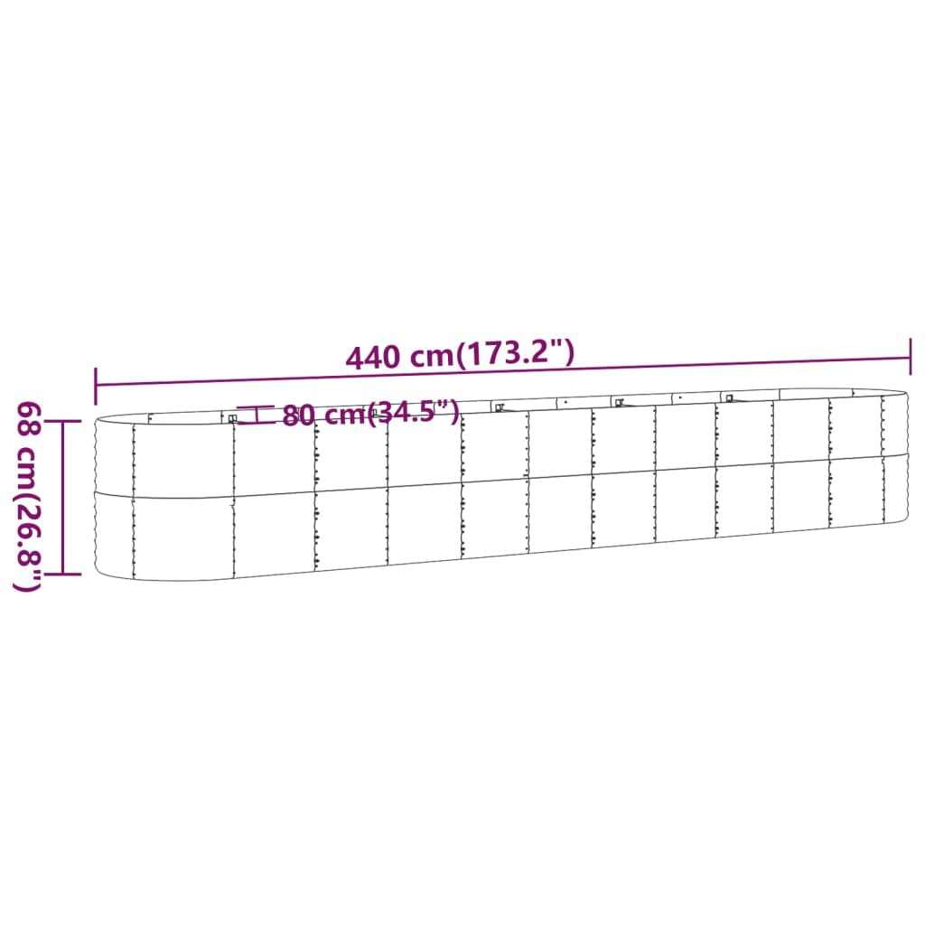 vidaXL Pflanzkübel Pulverbeschichteter Stahl 440x80x68 cm Braun