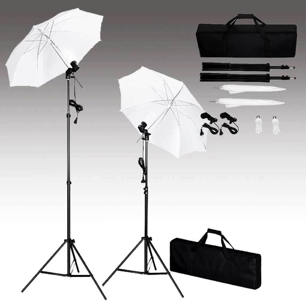 vidaXL Fotostudio-Set mit Hintergrundsystem, Softboxen und Schirm