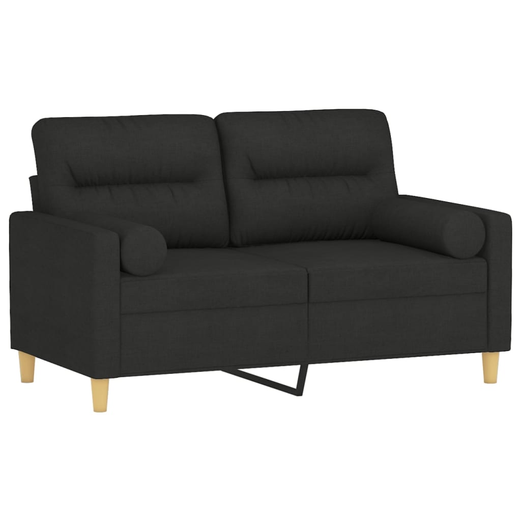 vidaXL 2-Sitzer-Sofa mit Kissen Schwarz 120 cm Stoff