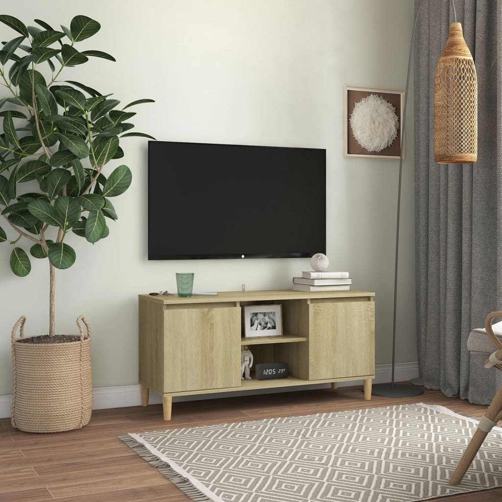 vidaXL TV-Schrank mit Massivholz-Beinen Sonoma-Eiche 103,5x35x50 cm