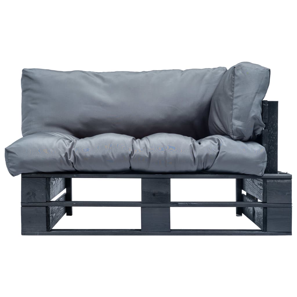 vidaXL Outdoor-Sofa Paletten mit Kissen in Grau Kiefernholz