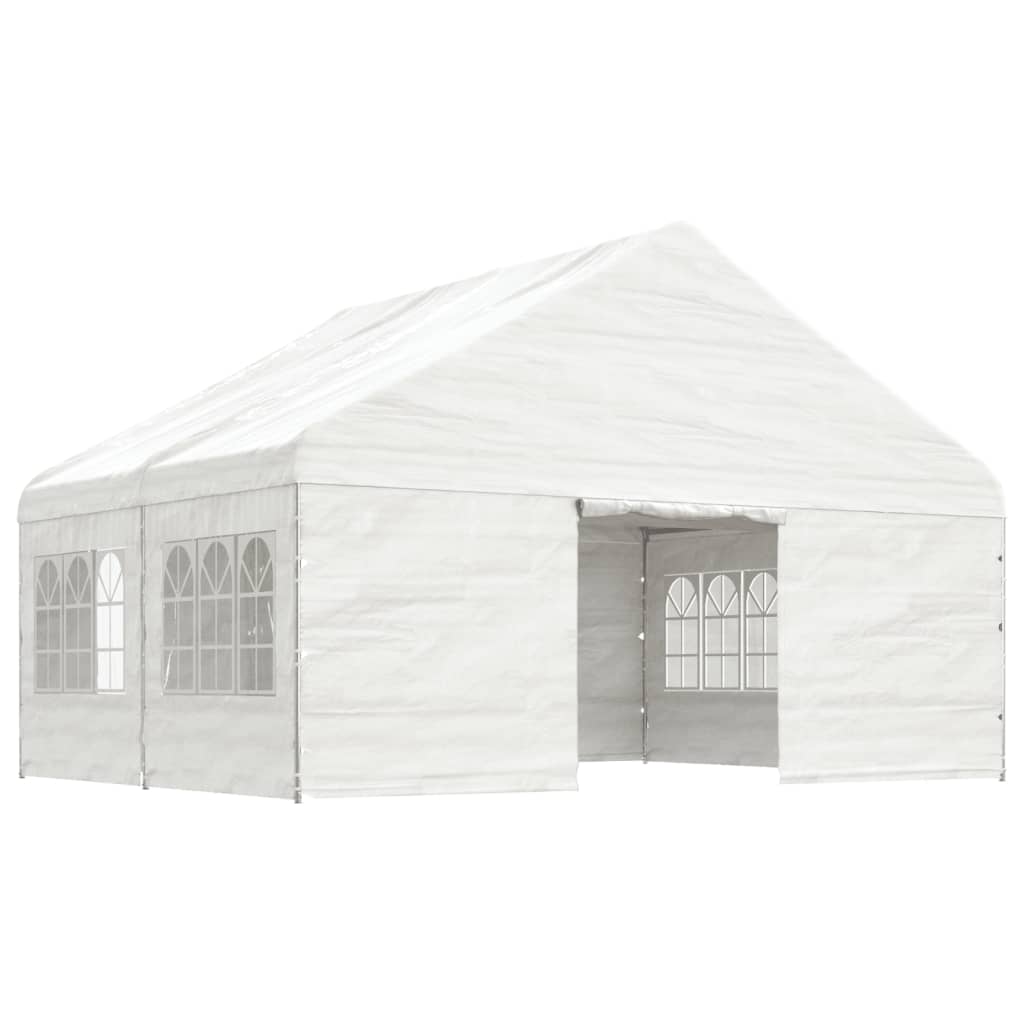 vidaXL Pavillon mit Dach Weiß 4,46x5,88x3,75 m Polyethylen