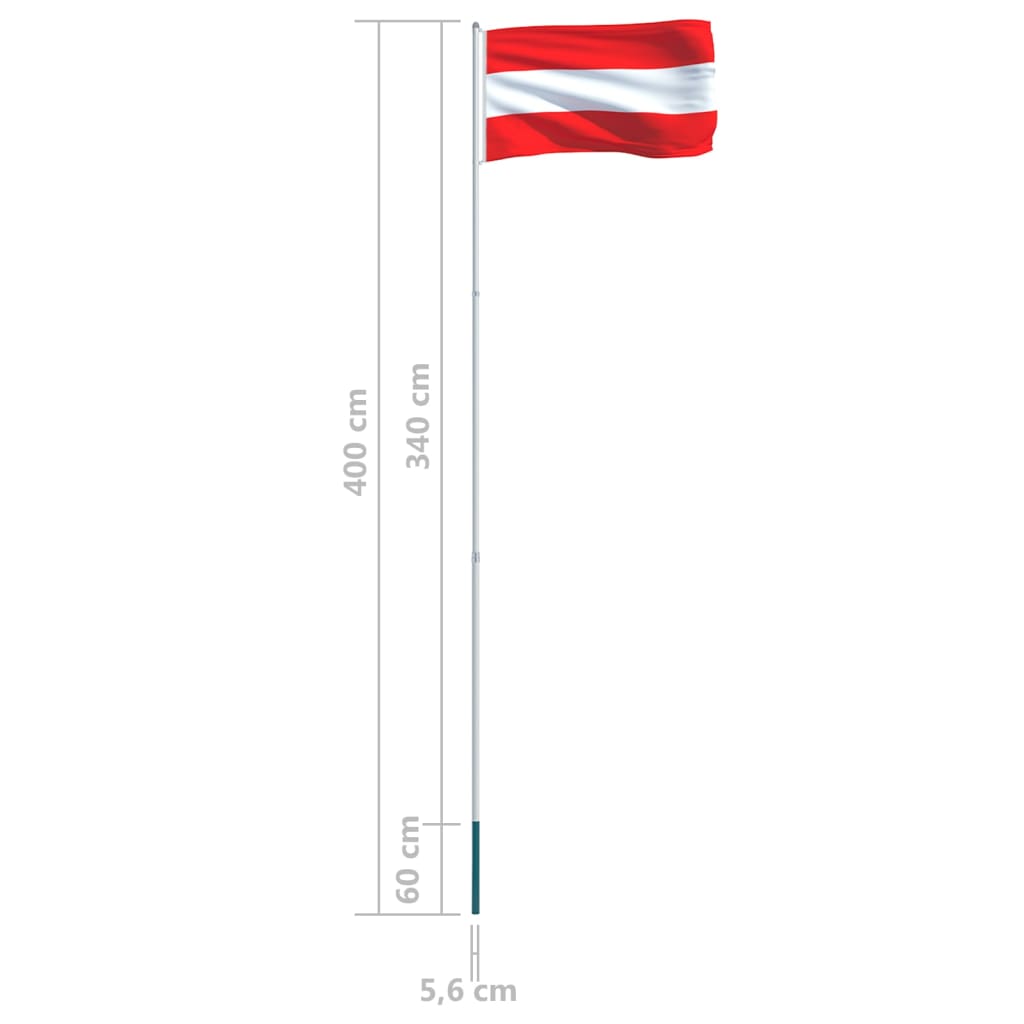 vidaXL Flagge Österreichs und Mast Aluminium 4 m