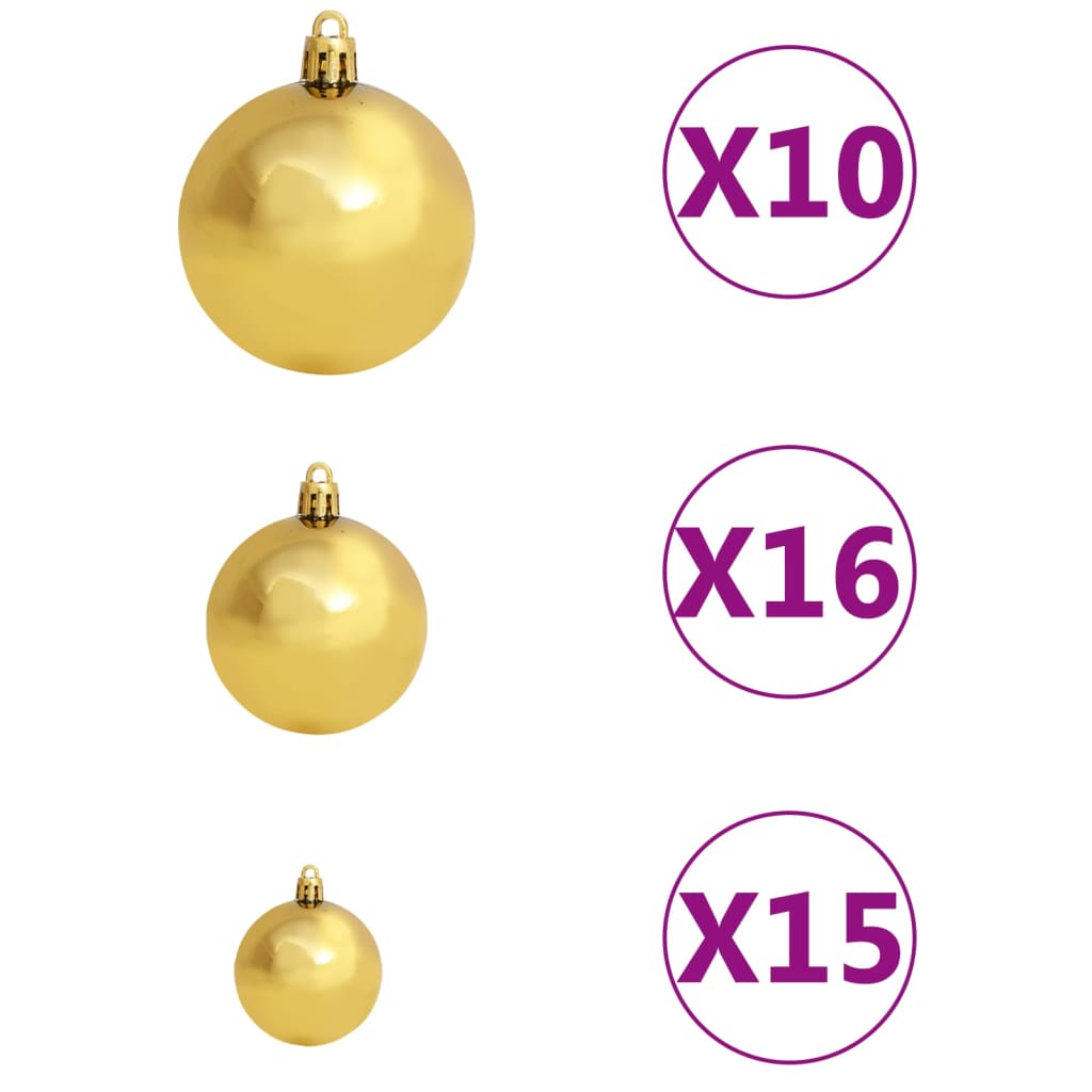 vidaXL Künstlicher Weihnachtsbaum LEDs & Kugeln Grün 210 cm PVC & PE