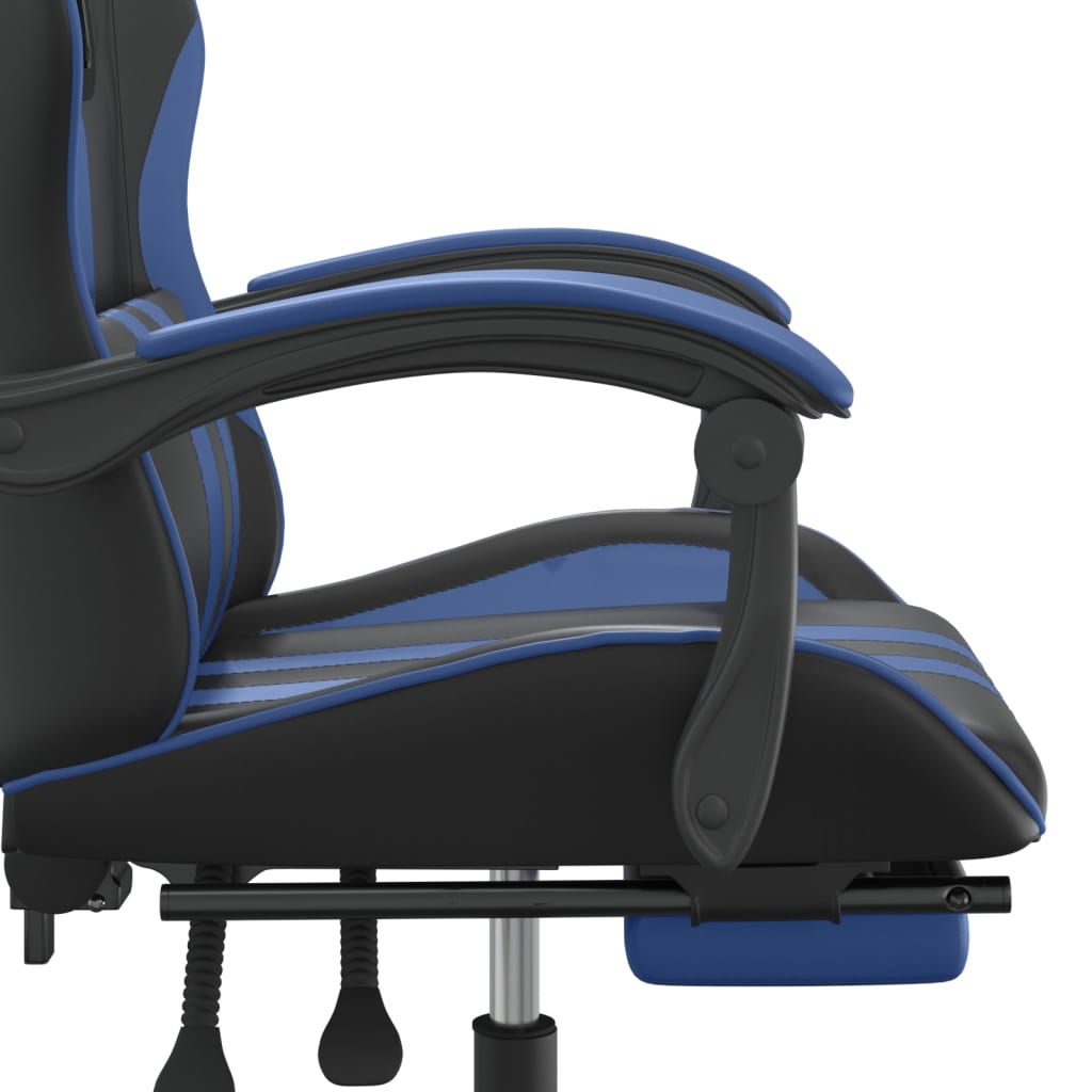 vidaXL Gaming-Stuhl mit Fußstütze Drehbar Schwarz & Blau Kunstleder