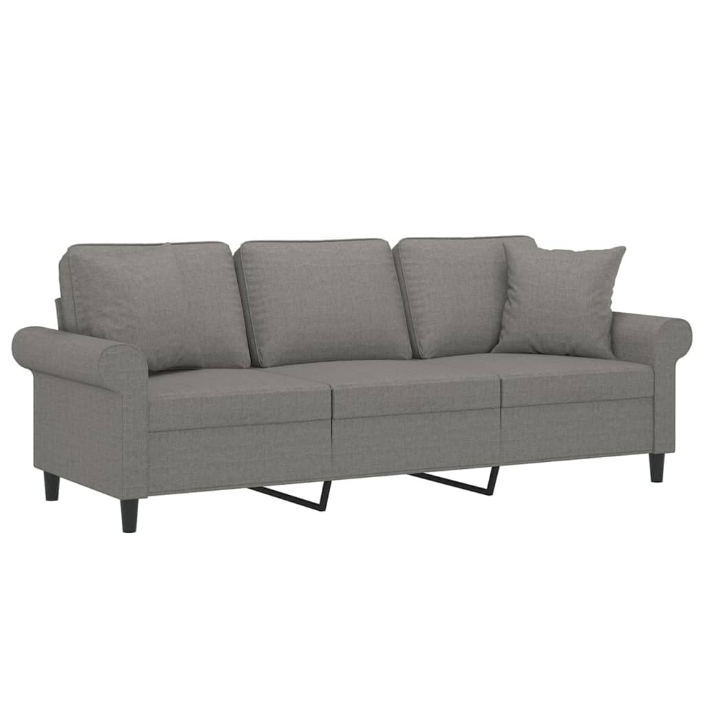 vidaXL 3-Sitzer-Sofa mit Kissen Dunkelgrau 180 cm Stoff