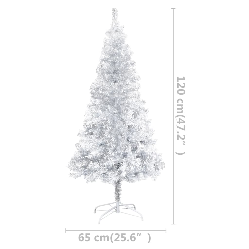 vidaXL Künstlicher Weihnachtsbaum mit LEDs & Kugeln Silbern 120cm PET