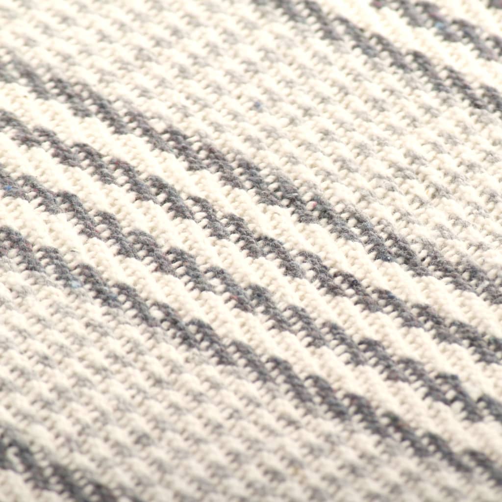 vidaXL Überwurf Baumwolle Streifen 160x210 cm Grau und Weiß