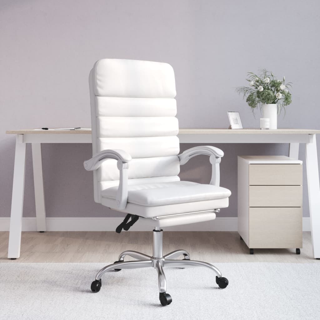 vidaXL Bürostuhl mit Massagefunktion Weiß Kunstleder