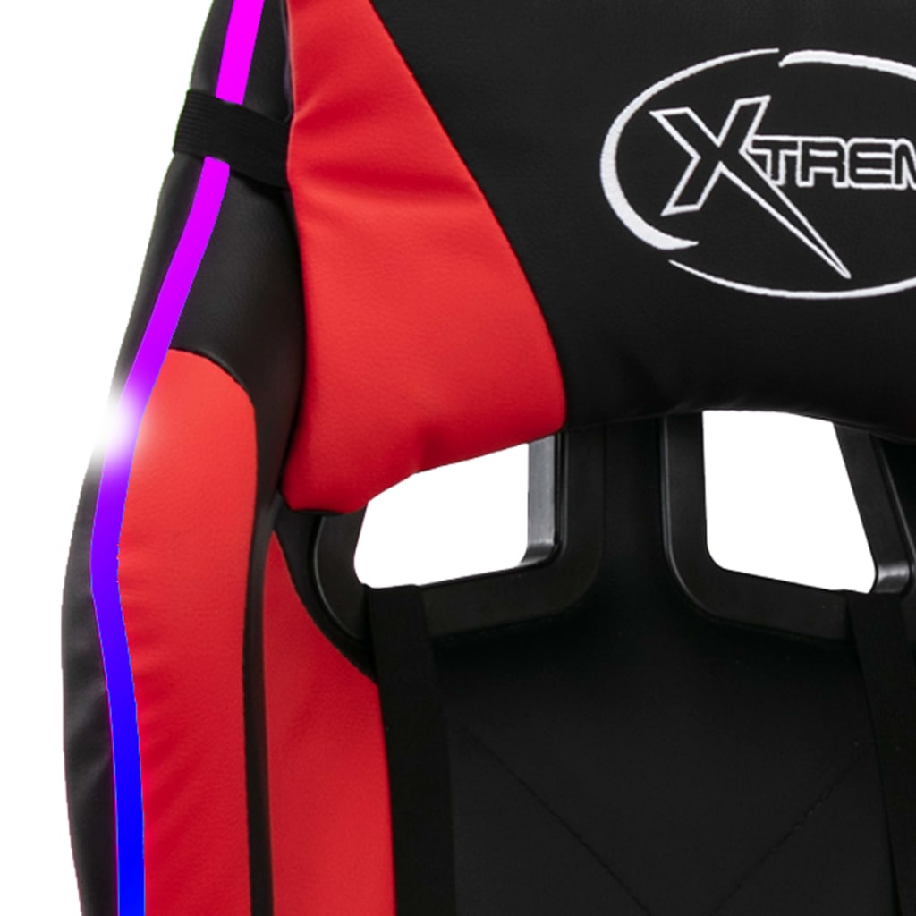 vidaXL Gaming-Stuhl mit RGB LED-Leuchten Rot und Schwarz Kunstleder