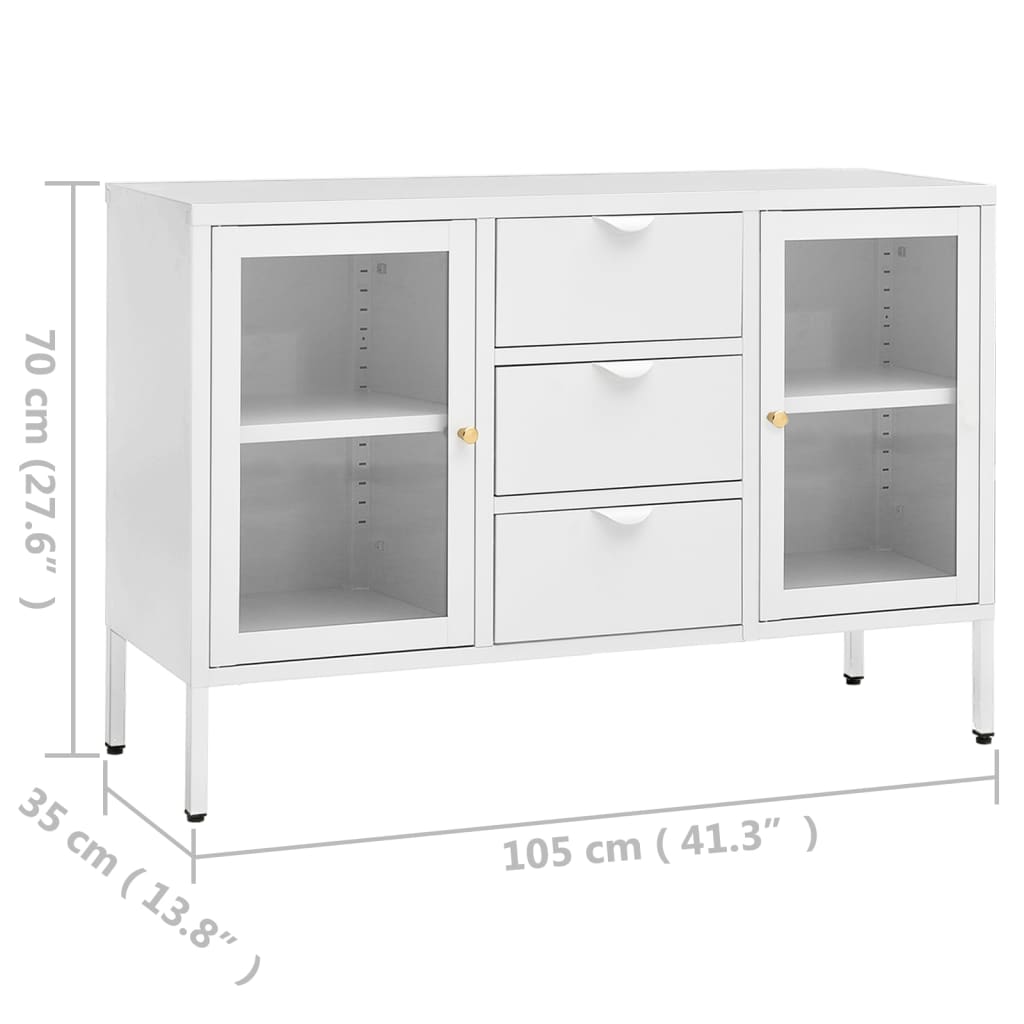 vidaXL Sideboard Weiß 105x35x70 cm Stahl und Hartglas