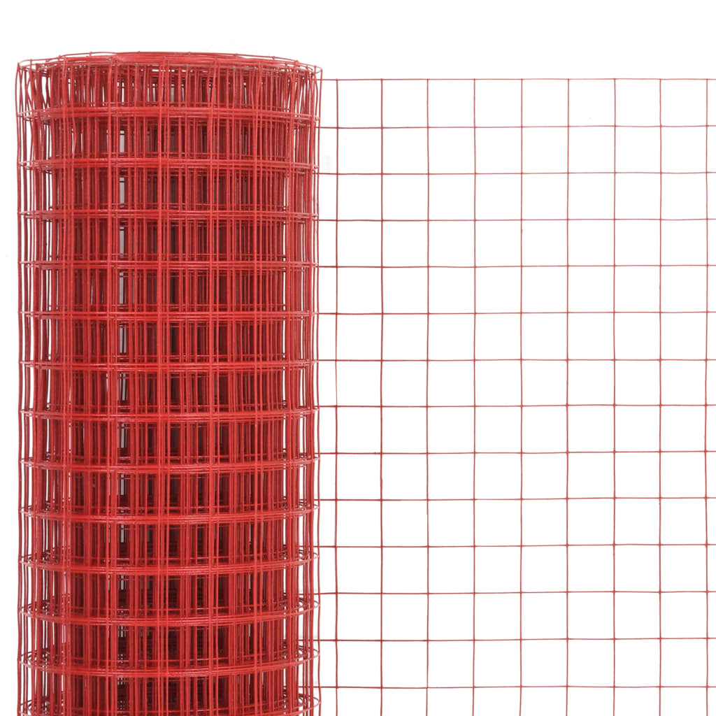vidaXL Drahtzaun Stahl mit PVC-Beschichtung 25x0,5 m Rot