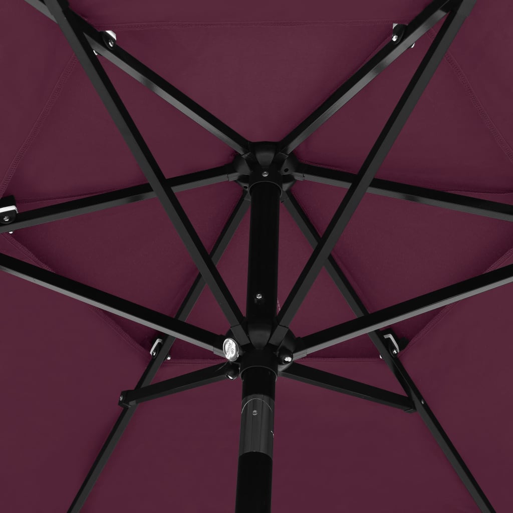 vidaXL Sonnenschirm mit Aluminium-Mast 3-lagig Bordeauxrot 2,5 m