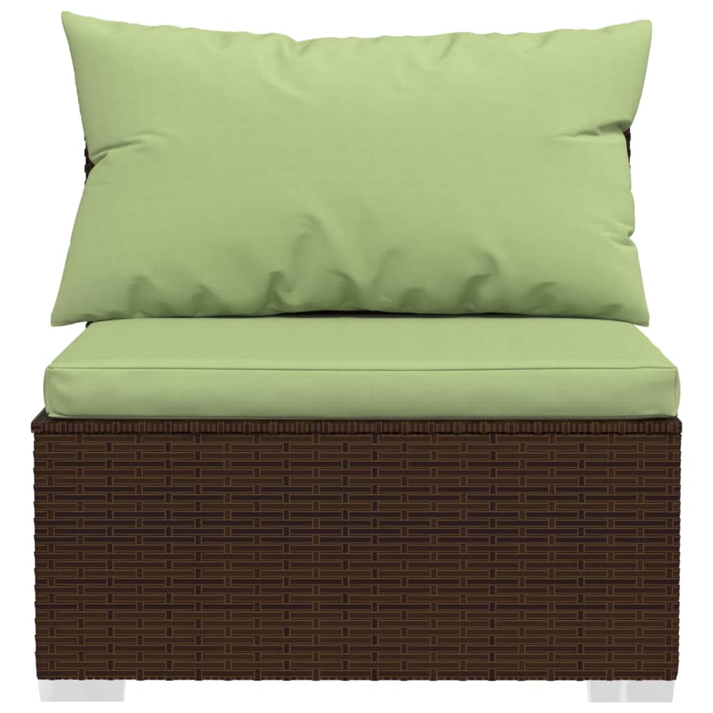 vidaXL 4-Sitzer-Sofa mit Kissen Braun Poly Rattan